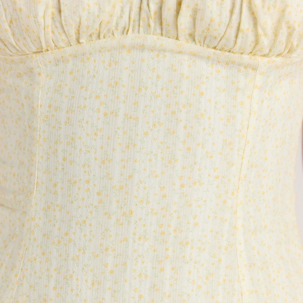 NWT LOUNGE Corset Back Mini Dress in Lemon Floral - Picture 6 of 12